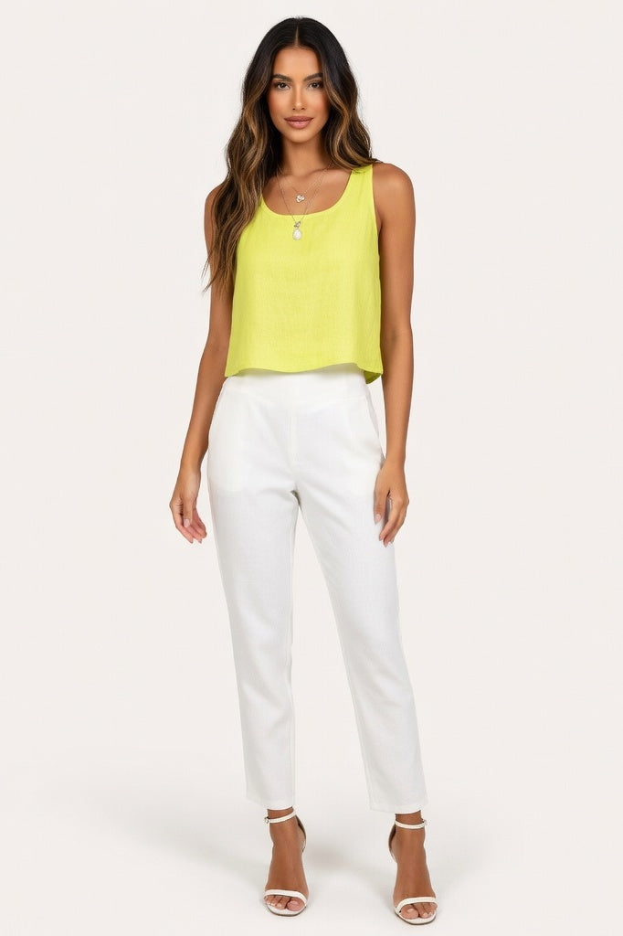 Cotton Linen Camisole Top — Yellow