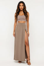 Front Split Maxi Skirt — Apricot