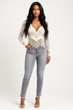 Hollow Lace Top — White