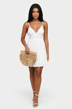 Lace Splice Suspender Dress — White