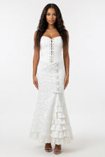 Gothic Fishtail Maxi Skirt — White