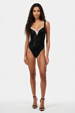Sequined Halter Jumpsuit — front view