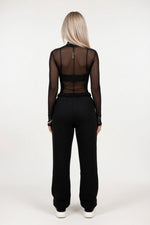 Sheer Mesh Half Turtleneck Top — back view