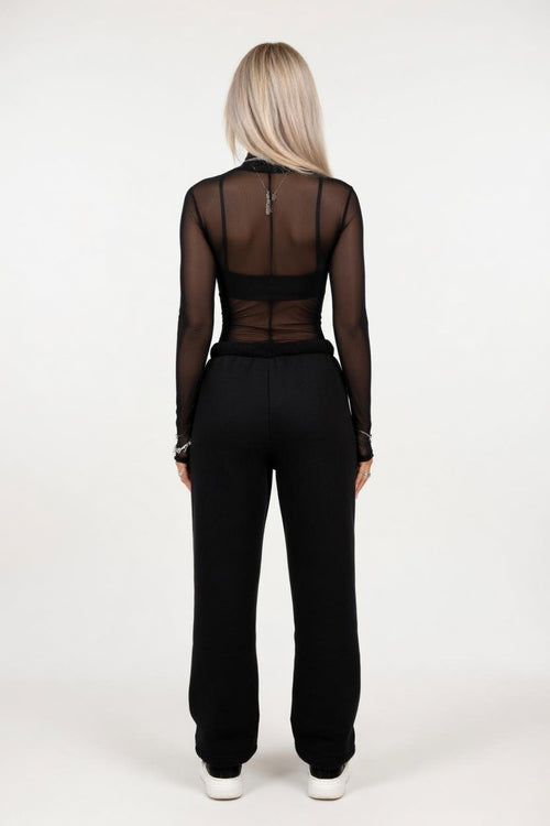 Sheer Mesh Half Turtleneck Top — back view
