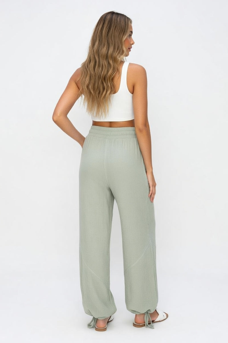 Drawstring Casual Trousers — back view