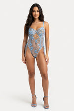 Butterfly Embroidered Jumpsuit — Light Blue