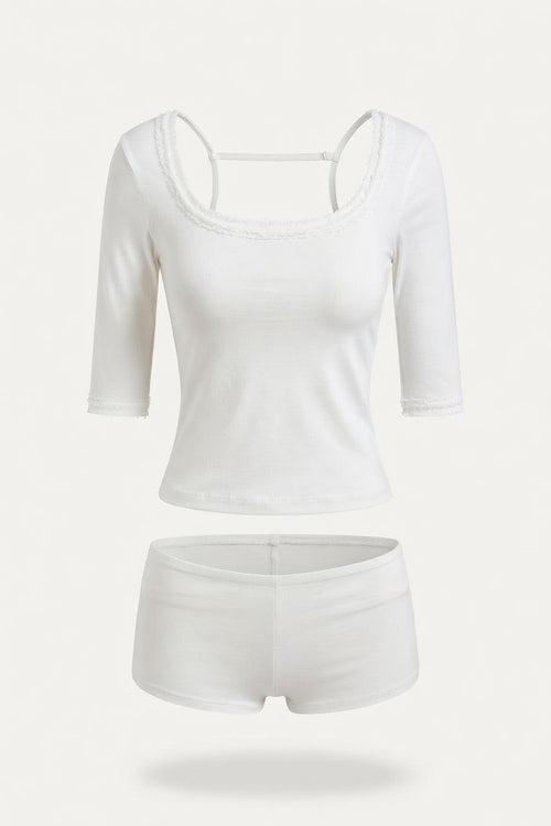 Lace Trim Lounge Set — front view