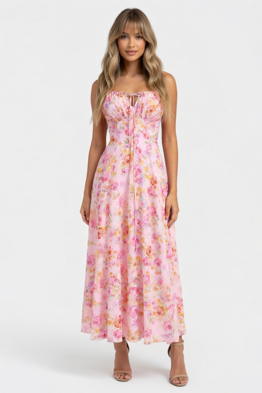 Printed Strappy Dress — front view
