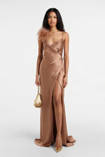Backless Satin Wrap Dress — front view