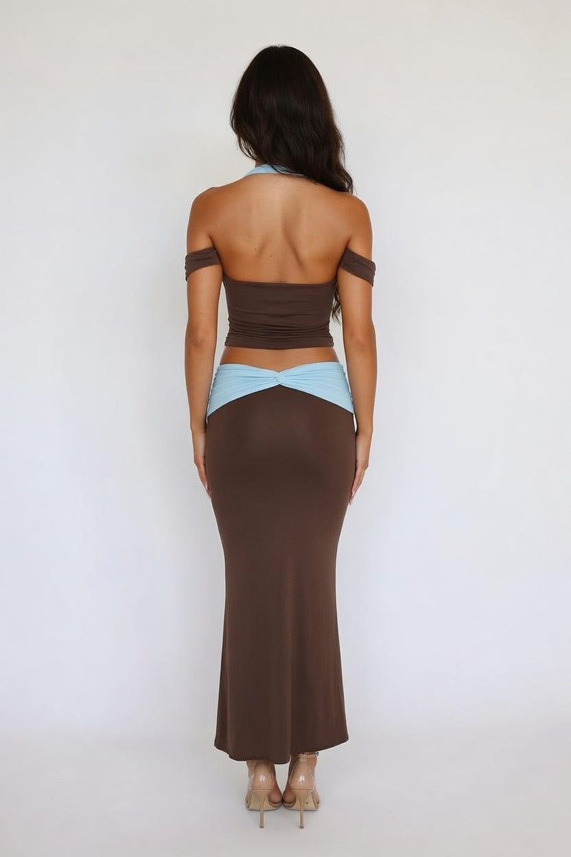 Halter Top & Low Waist Skirt Co-Ord — back view
