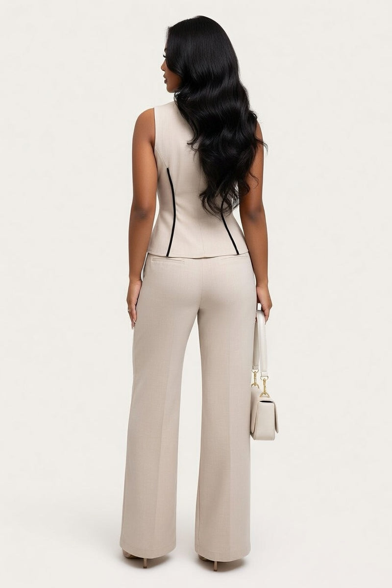 Contrast Sleeveless Co-ord Set — back view