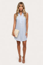 Striped Shirt Dress — front view