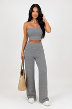 Striped Tube Top & Shorts Co-ord — front view