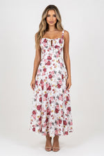 Printed Strappy Midi Dress — Dried Rose