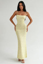 Strapless Floral Midi Dress — front view