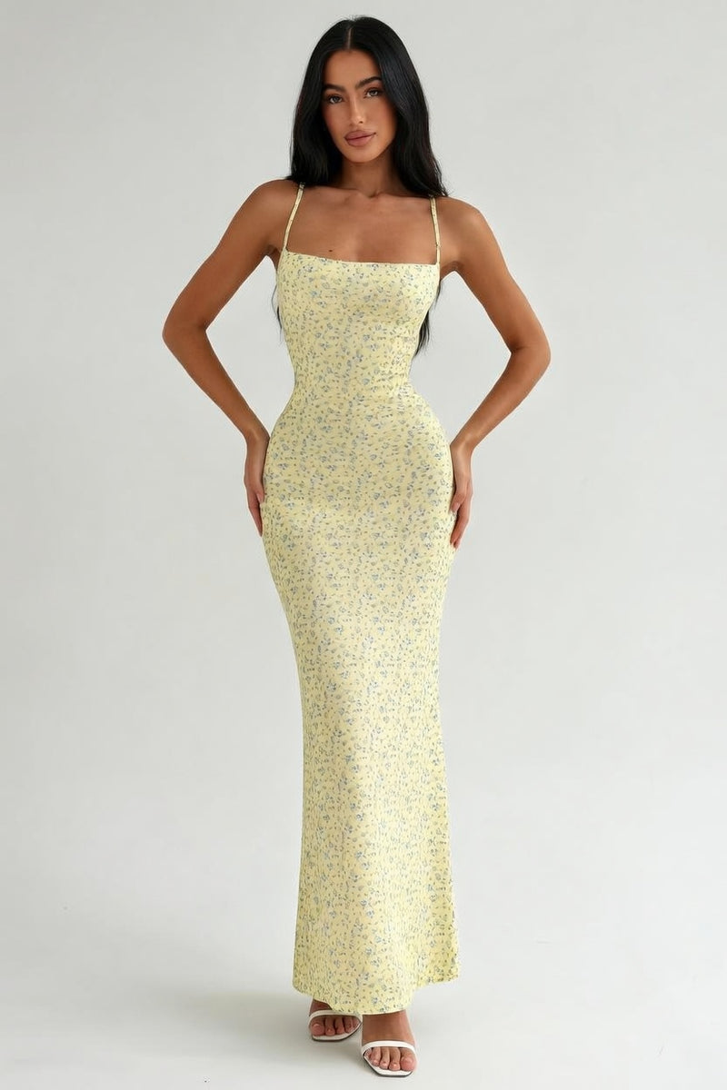 Strapless Floral Midi Dress — front view