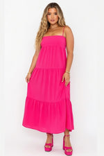 Halter Layered Print Dress — Rose Red