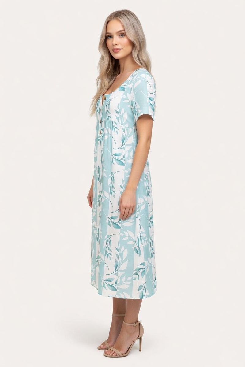Knitted Dress Button Front Print — side view