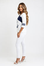 Printed Asymmetric Long Sleeve Top — side view