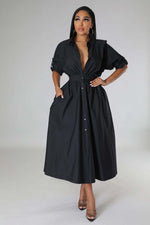 Belted Shirt Dress — Black — colour variant