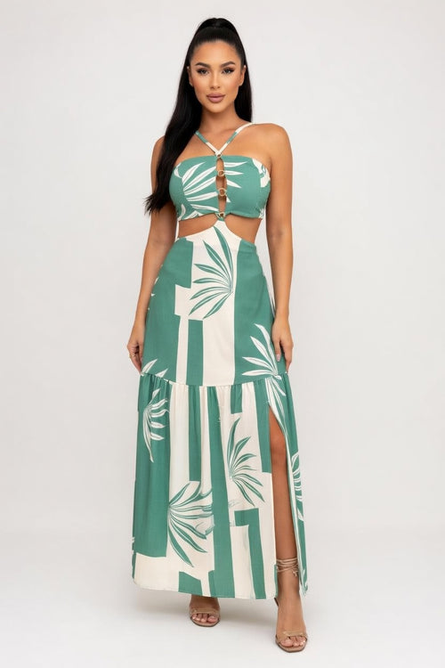 Halter Cutout Midi Dress — front view