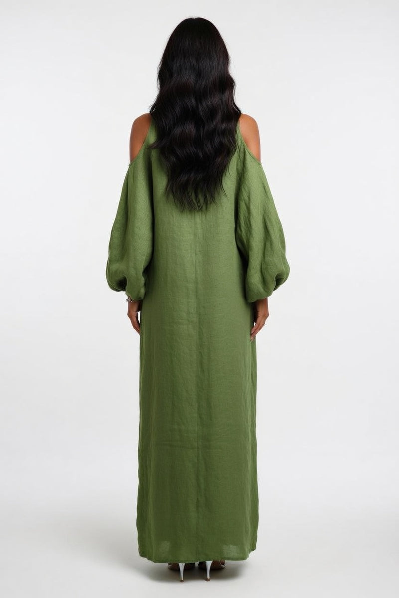 Off-Shoulder Long Sleeve Dress — back view
