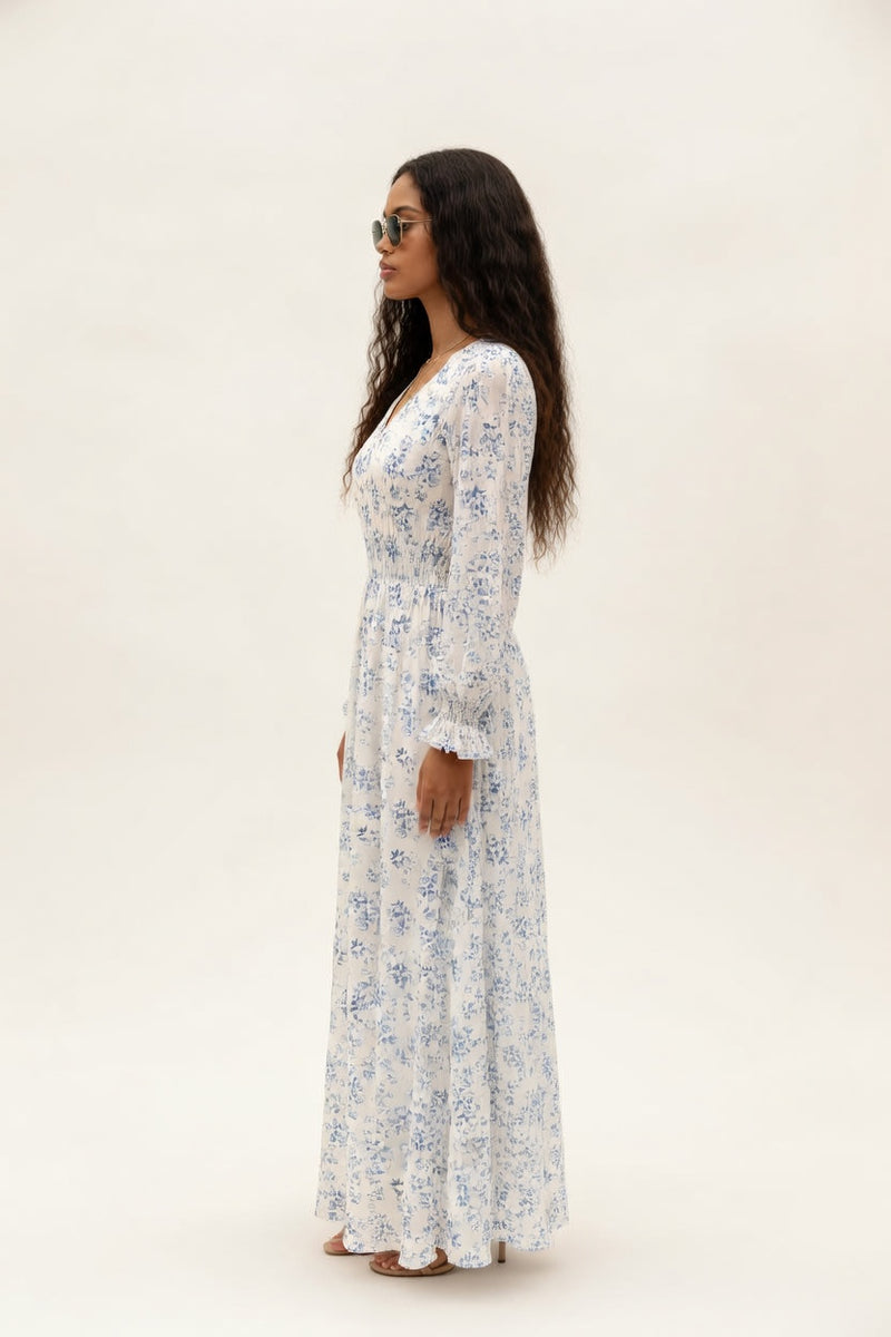 Printed V-Neck Swing Dress — side view