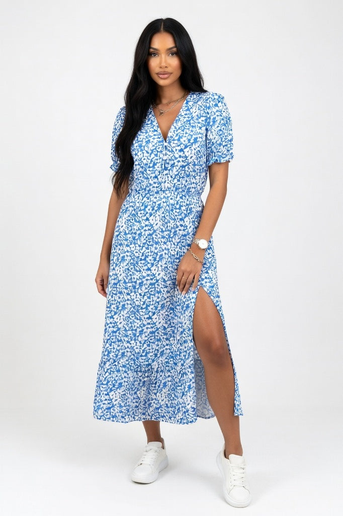 Deep V Mini Dress — Red White Leaf