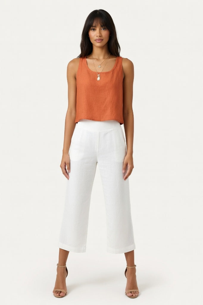 Cotton Linen Camisole Top — Orange