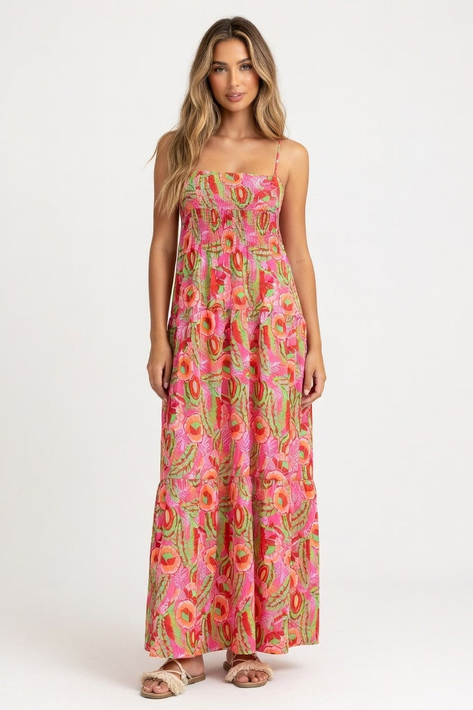 Halter Layered Print Dress — Floral