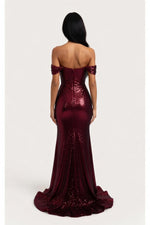 Sequin Slit Mini Dress — back view