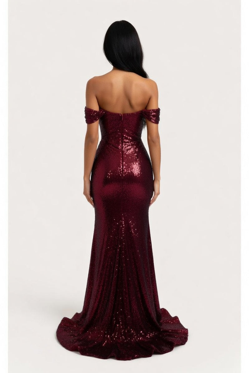 Sequin Slit Mini Dress — back view