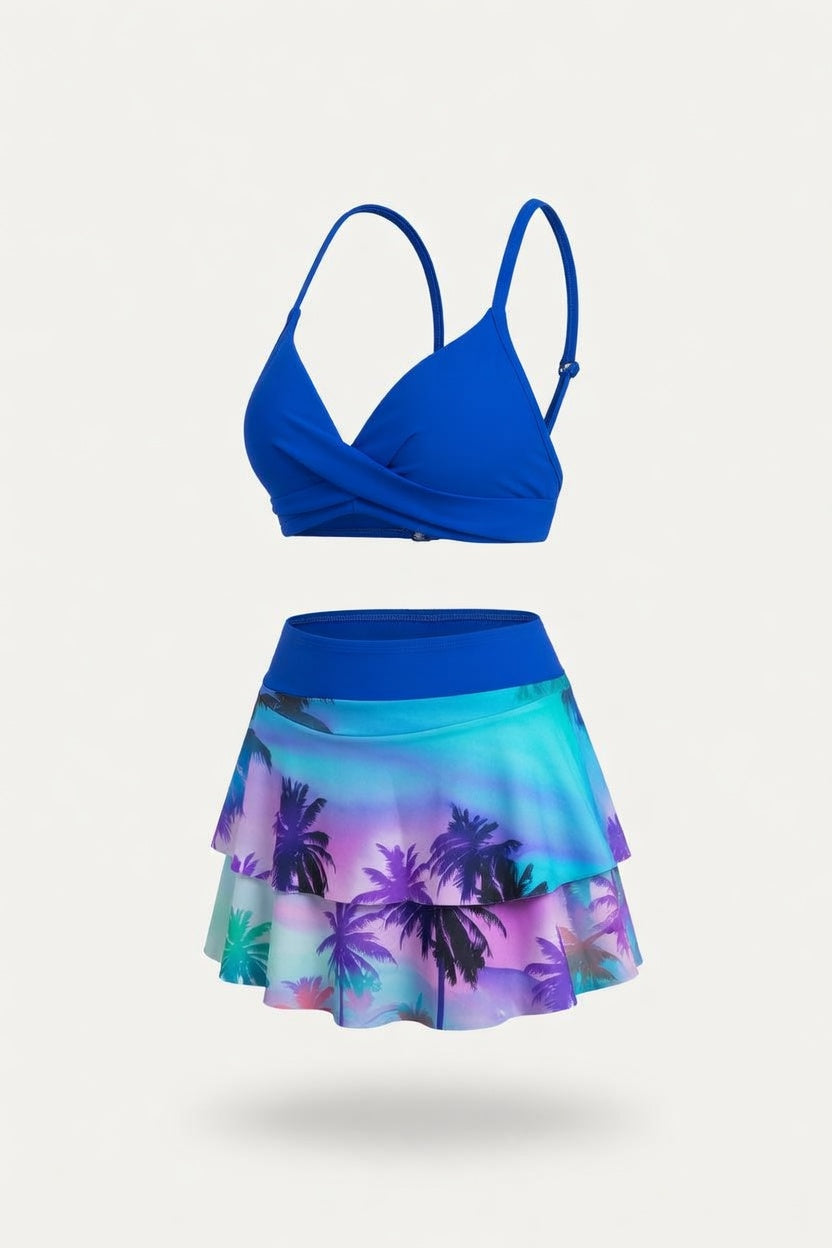 High Waist Ruffle Print Bikini Set — side view