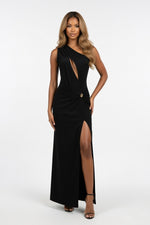 Cut-Out Asymmetric Dress — Black