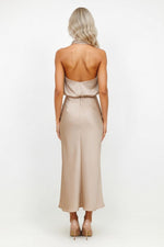 Sleeveless Satin Dress — back view