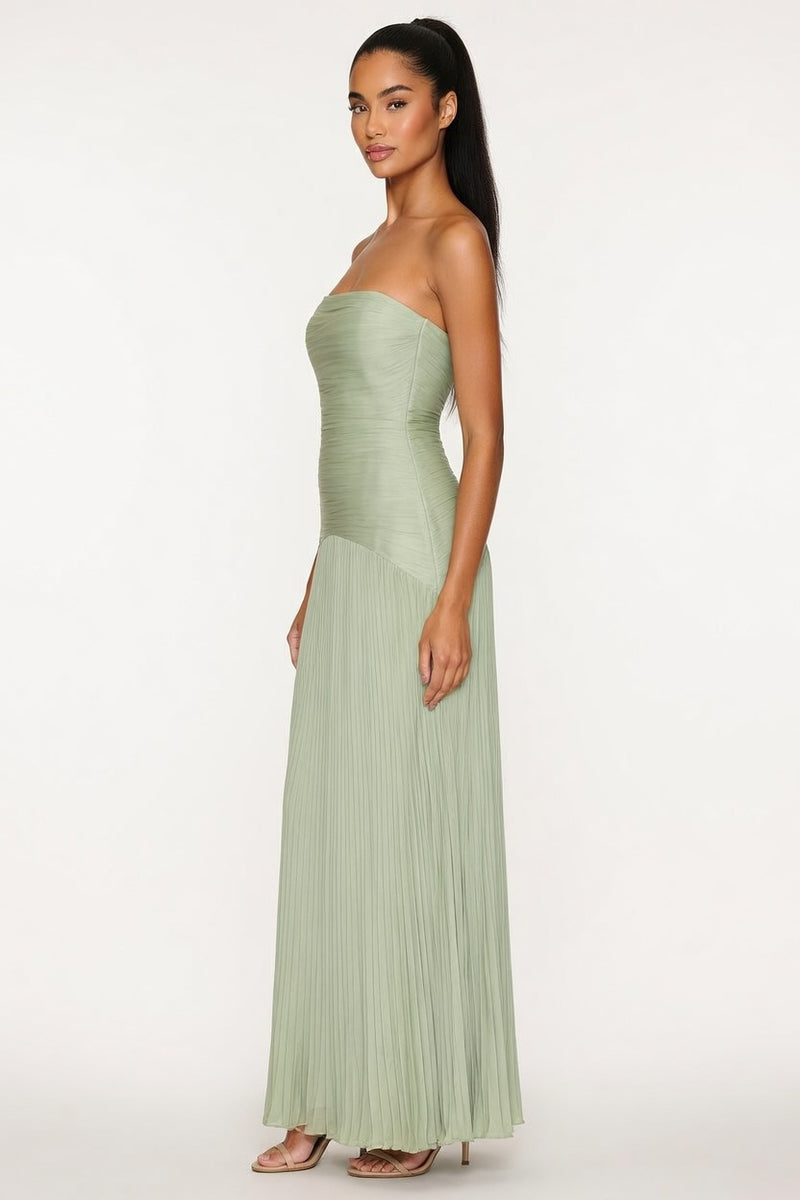 Striped Tube Top Pleated Dress — side view