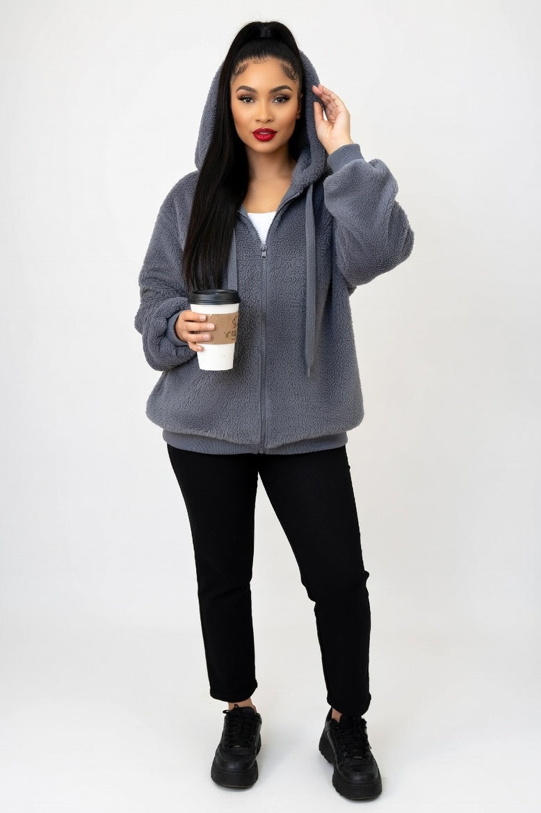 Fleece Zip Jacket — Grey