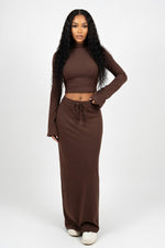 Lace-Up Co-Ord Set — Coffee