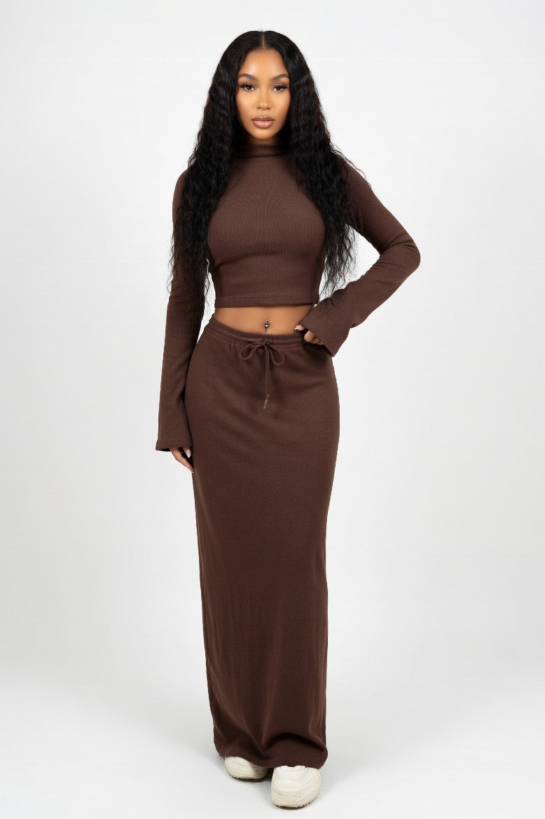 Lace-Up Co-Ord Set — Coffee