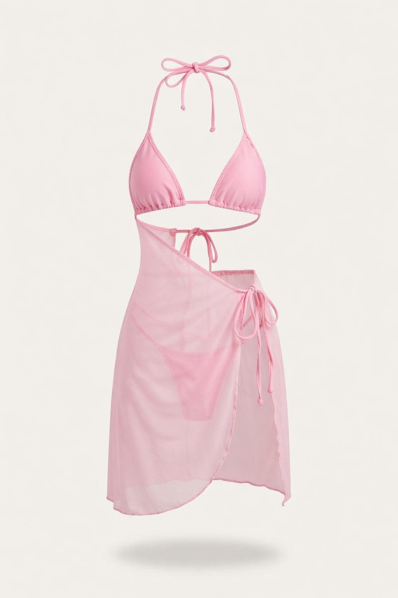 Mesh Cover-Up Bikini Set — front view
