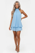 Halter Crop Top & Mini Skirt Co-Ord — Blue