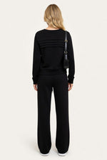 Ribbed Top & Wide Leg Trouser Set — back view