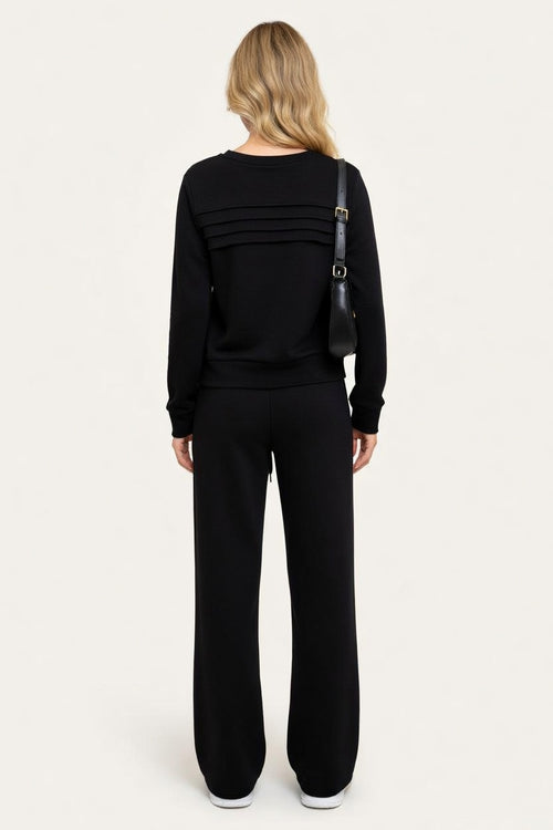Ribbed Top & Wide Leg Trouser Set — back view