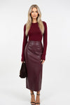 Faux Leather Mini Skirt with Side Slit