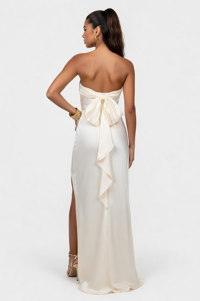 Satin Midi Dress — back view