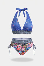 Skull Print One-Piece Swimsuit — Blue Floral