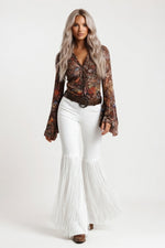 Suede Tassel Trousers — White