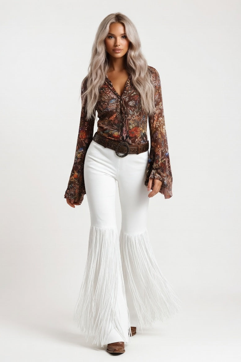 Suede Tassel Trousers — White
