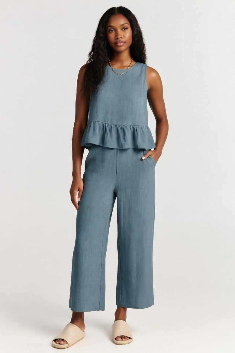 Sleeveless Co-ord Set — Blue Grey