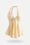 Lace Halter Swimsuit with Ruffle Detail